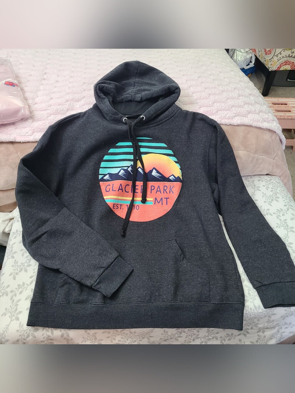Men's Glacier Park Graphic Crewneck Hoodie - Dark Gray